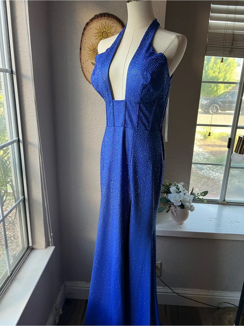 Jovani | Dresses | Jovani Royal Blue Halter Gown With Sparkle | Poshmark